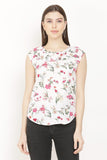 Women's Crepe Floral Print Cap Sleeves Top